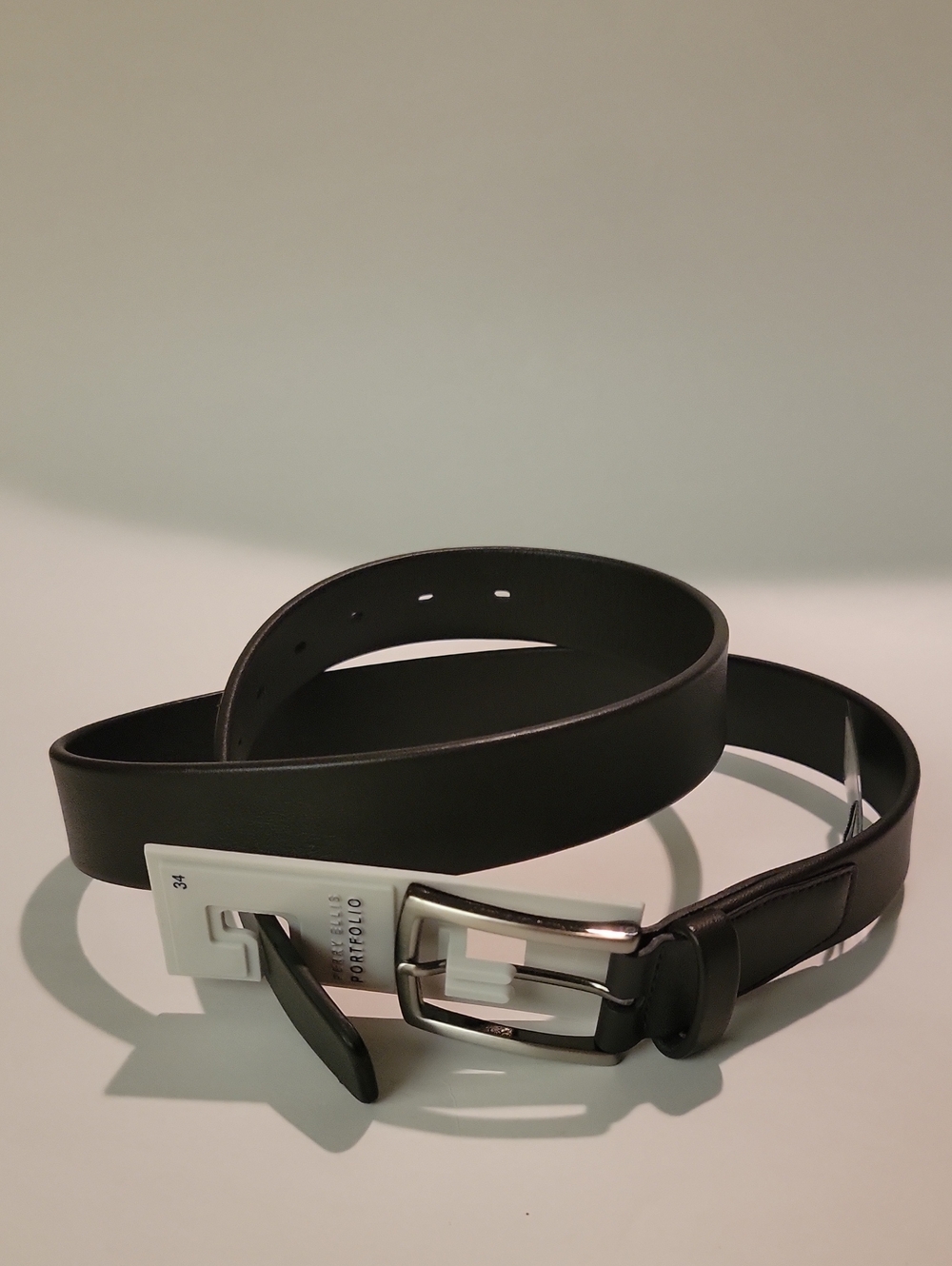 PERRY ELLUS BROWN LEATHER BELT WITH SILVER-TONE BUCKLE